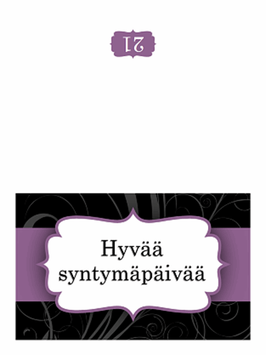 Syntymäpäiväkortti (violetti nauha, taitettava) Syntymäpäiväkortti (violetti nauha, taitettava)