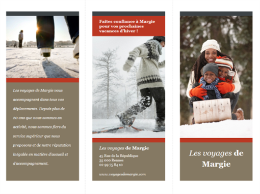 Brochure de voyage en trois volets (conception rouge et grise)