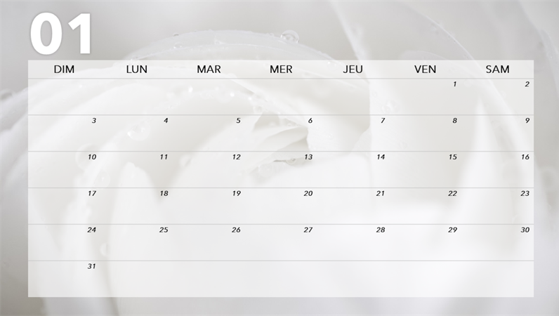 Calendrier mensuel floral Calendrier mensuel floral