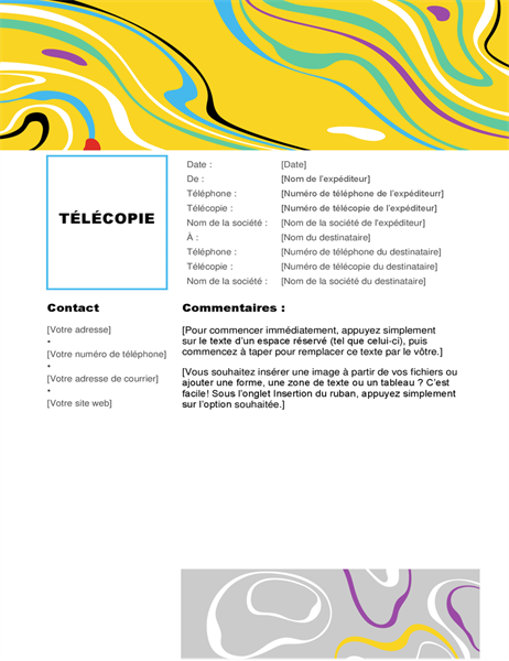 Page de garde de télécopie tourbillon coloré Page de garde de télécopie tourbillon coloré