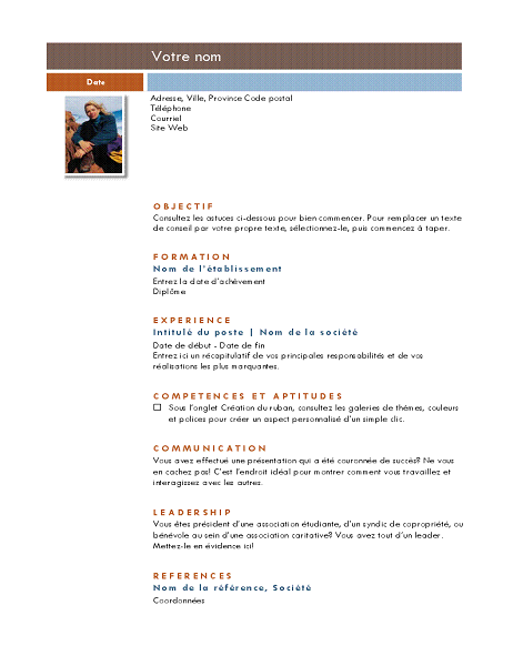 CV avec photo (thème Médian) CV avec photo (thème Médian)