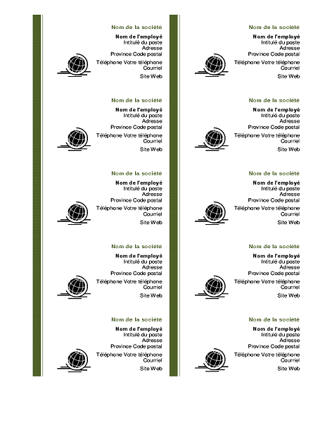 Cartes de visite (page de 10) Cartes de visite (page de 10)