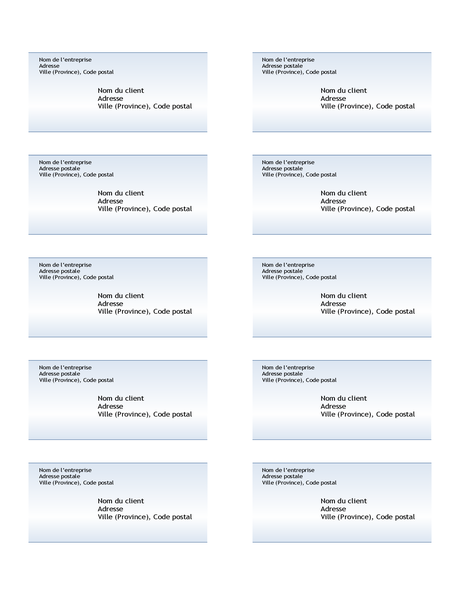 Étiquettes d’expédition (conception avec dégradé de bleus, 10 par page) Étiquettes d’expédition (conception avec dégradé de bleus, 10 par page)