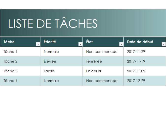 Liste de tâches simple Liste de tâches simple
