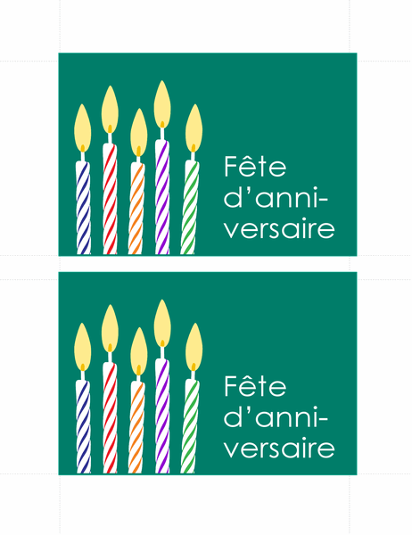 Cartons d’invitation à un anniversaire (2 par page)