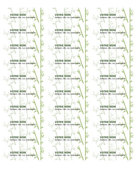 Étiquette d’adresse d’expéditeur (Bamboo, 30 par page, compatible avec la référence Avery 5160)