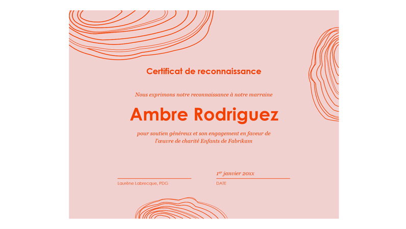 Certificat de reconnaissance « Croquis en spirale » Certificat de reconnaissance « Croquis en spirale »