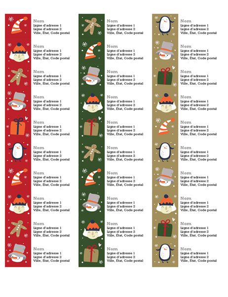 Étiquettes d’adresse (conception Esprit de Noël, 30 par page, pour supports Avery 5160) Étiquettes d’adresse (conception Esprit de Noël, 30 par page, pour supports Avery 5160)
