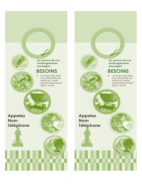 Affichette de porte pour une entreprise d’aménagement paysager (2 par page) Affichette de porte pour une entreprise d’aménagement paysager (2 par page)