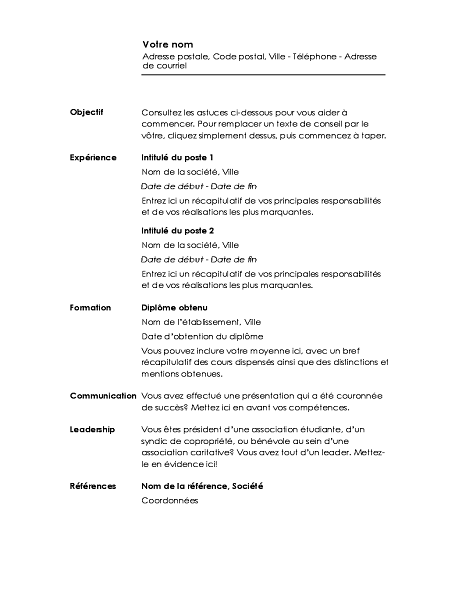 Cv Chronologique Conception Minimaliste