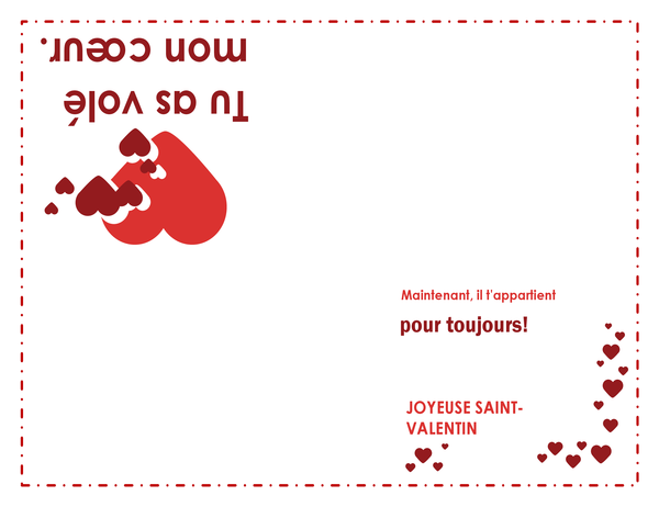 Carte De Saint Valentin Avec Cœur Pliable En Quatre