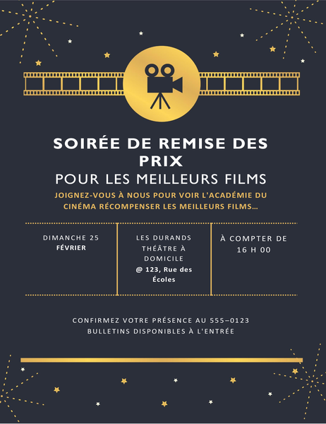 Invitation A La Soiree De Remise Des Prix Pour Les Meilleurs Films