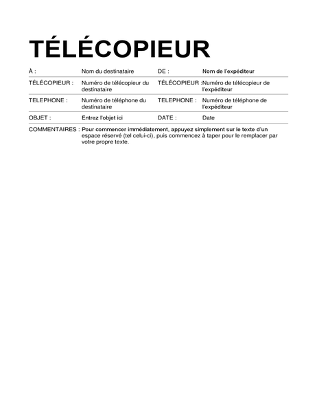 Page de garde de télécopie (format standard)