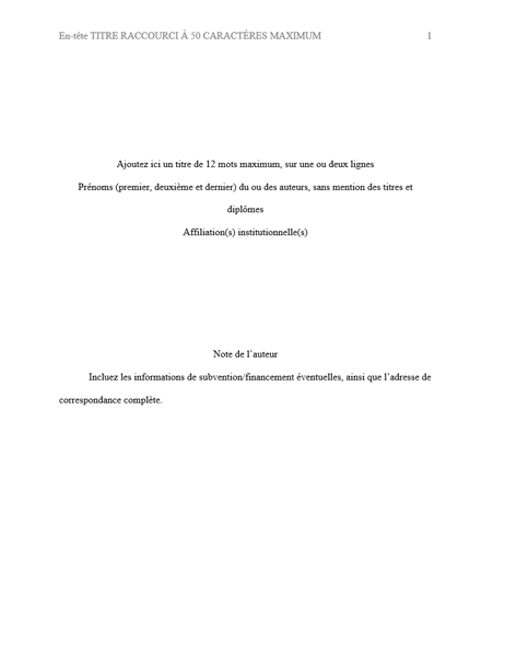 Document de style APA Document de style APA