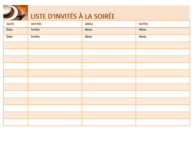 Liste Des Invites A Une Soiree