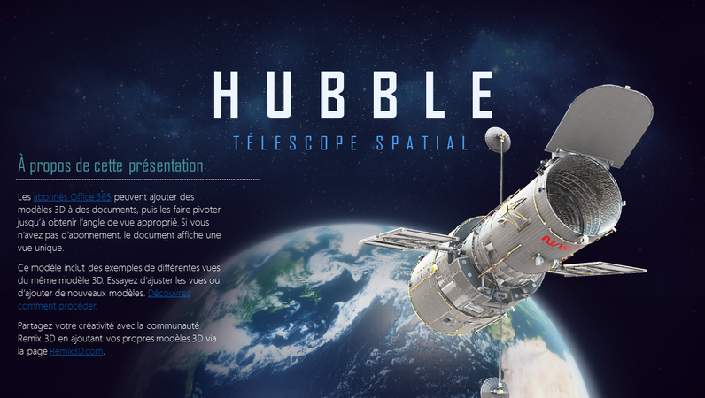 Présentation PowerPoint 3D (modèle Télescope Hubble)