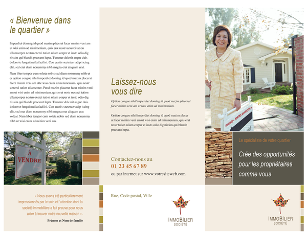 Brochure d'entreprise immobilière (dépliant à trois pages)