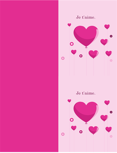 Carte de Saint-Valentin avec ballons en forme de coeur