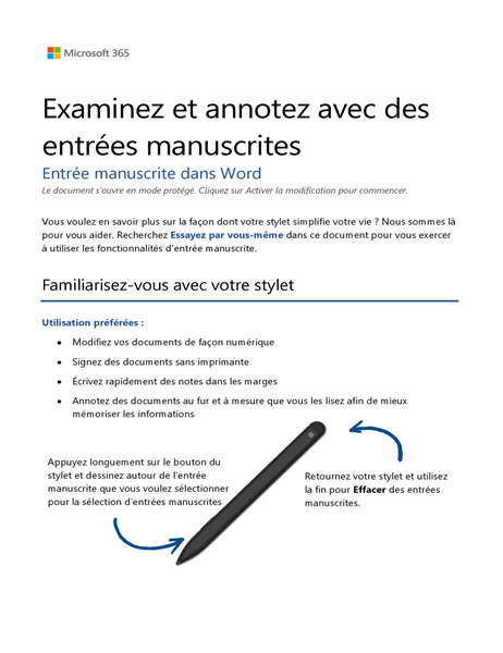 Didacticiel Stylet pour Surface Word