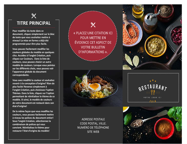 Brochure de restaurant Brochure de restaurant