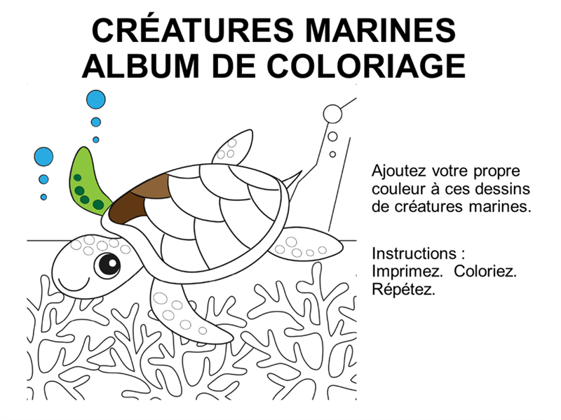 Album de coloriage des créatures marines