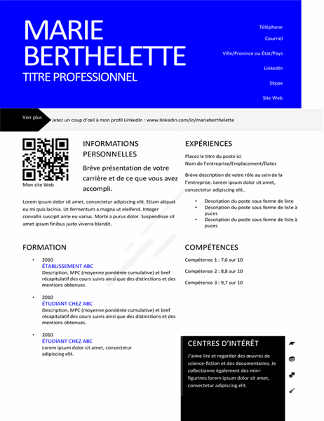 CV moderne avec code QR CV moderne avec code QR