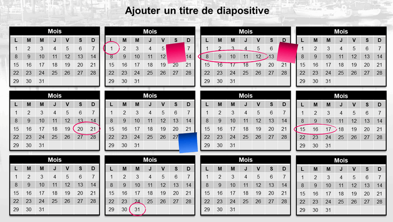 Calendrier annuel avec pense-bête Calendrier annuel avec pense-bête