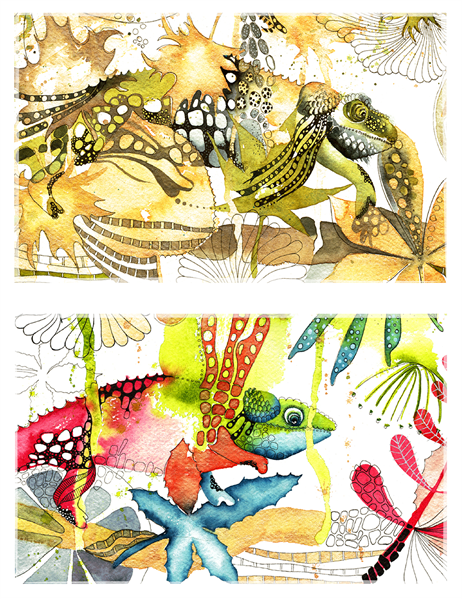 Cartes de vœux caméléon (à pli croisé) Cartes de vœux caméléon (à pli croisé)