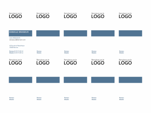 Cartes professionnelles, mise en page verticale avec logo (10 par page) Cartes professionnelles, mise en page verticale avec logo (10 par page)