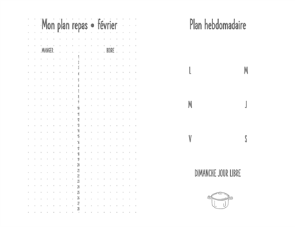 Journal de planification des repas Journal de planification des repas