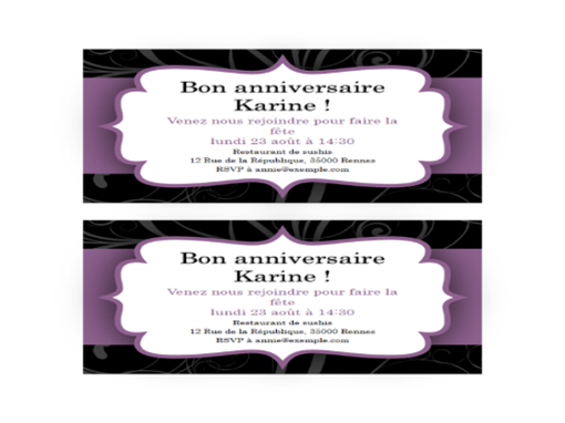 Invitation à une fête (conception de ruban violet)