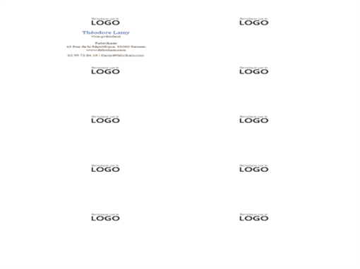 Cartes de visite, mise en page horizontale avec logo (10 par page)