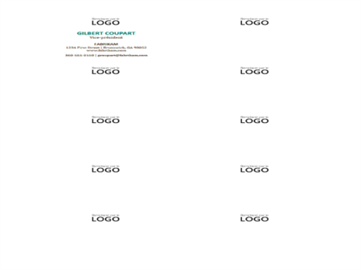 Cartes de visite, disposition horizontale, avec logo (10 par page)
