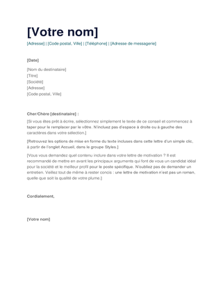 Lettre de motivation simple