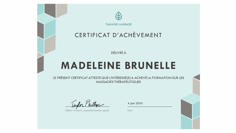 Certificat d’achèvement Certificat d’achèvement