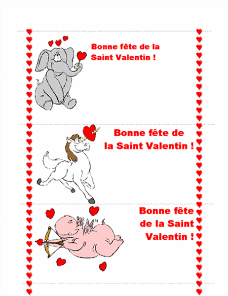 Carte pour la Saint Valentin (3 pages)