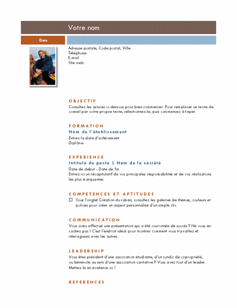 CV avec photo (thème Médian) CV avec photo (thème Médian)