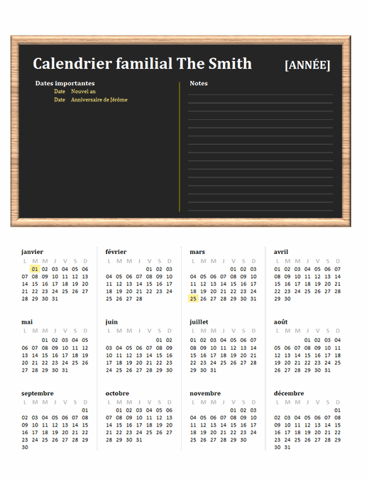 Calendrier familial (universel, Lun-Dim) Calendrier familial (universel, Lun-Dim)