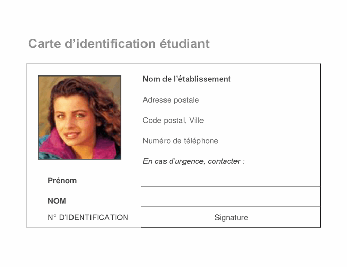 Carte d’identification étudiant