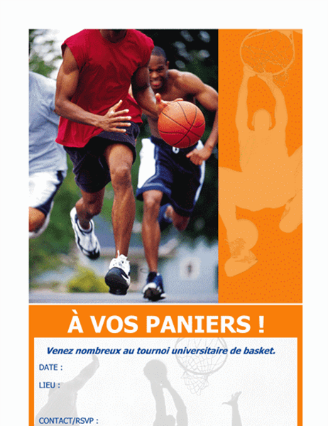 Carton d'invitation à une fête du basket