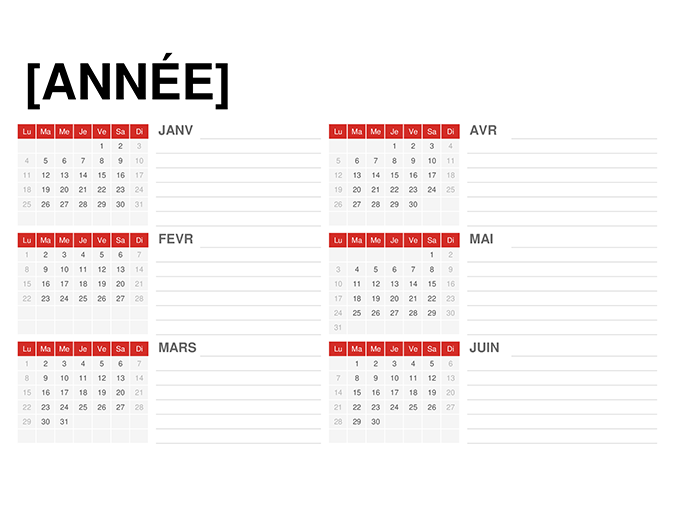 Calendrier avec captures instantanées