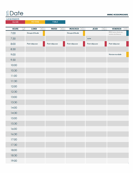 Planning Universitaire Hebdomadaire