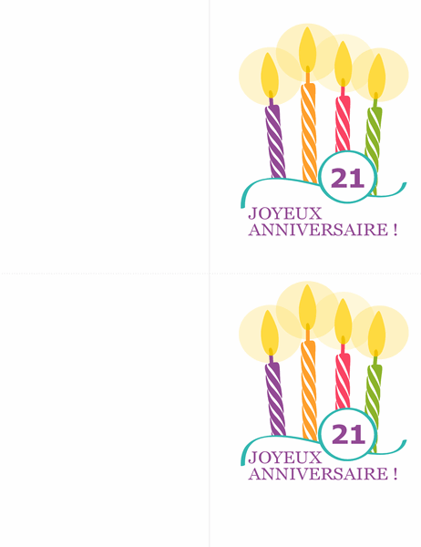 Cartes d’anniversaire marquant (2 par page, pour support Avery 8315)
