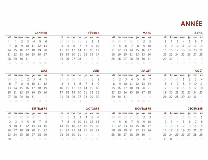 Calendrier annuel complet