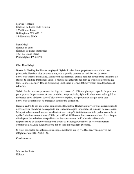 Lettre de référence pour employé professionnel Lettre de référence pour employé professionnel
