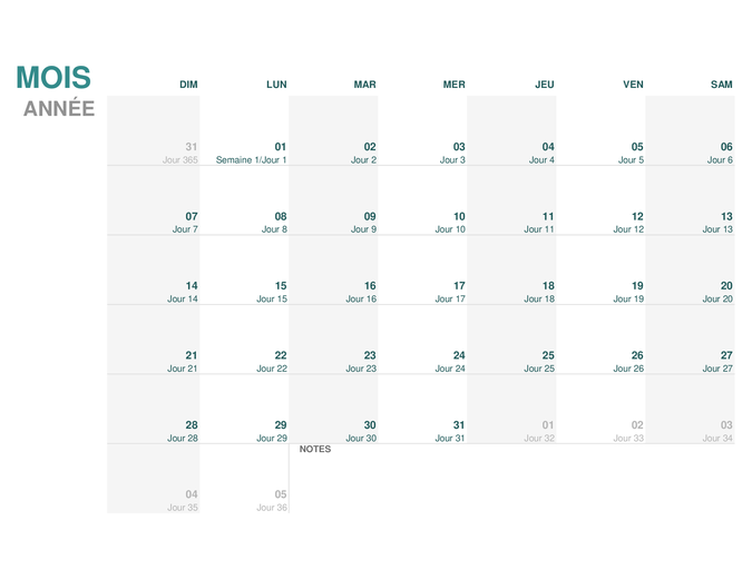 Calendrier julien (une année)