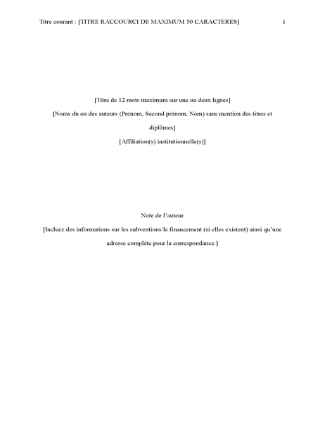 Rapport de style APA (6e édition) Rapport de style APA (6e édition)