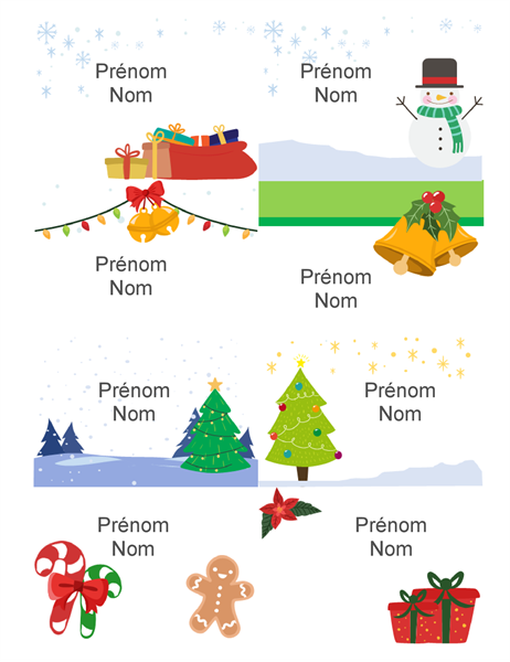 Étiquettes de badges nominatifs (8 par page, modèle Esprit de Noël, fonctionne avec Avery 5395 et modèle identique) Étiquettes de badges nominatifs (8 par page, modèle Esprit de Noël, fonctionne avec Avery 5395 et modèle identique)