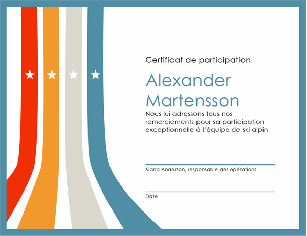 Certificat de participation