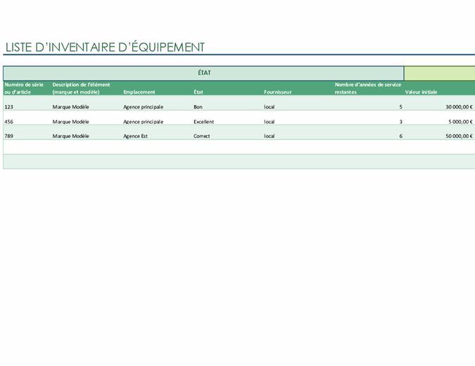 Liste D Inventaire D Equipement